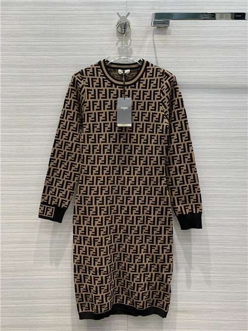 fendi FF logo long sleeve dress