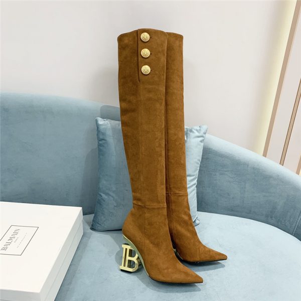 balmain logo letters long boots
