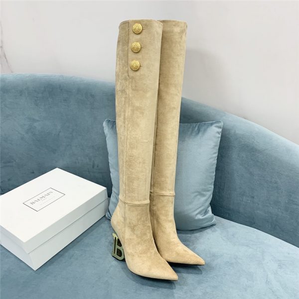 balmain logo letters long boots