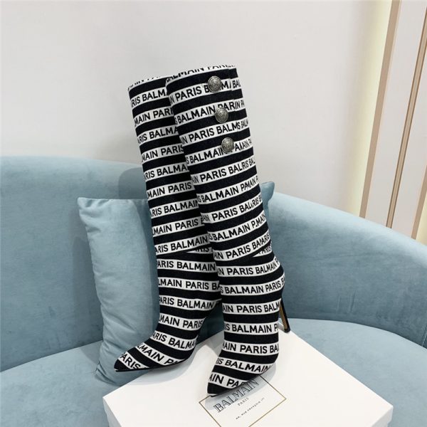 balmain logo letters long boots
