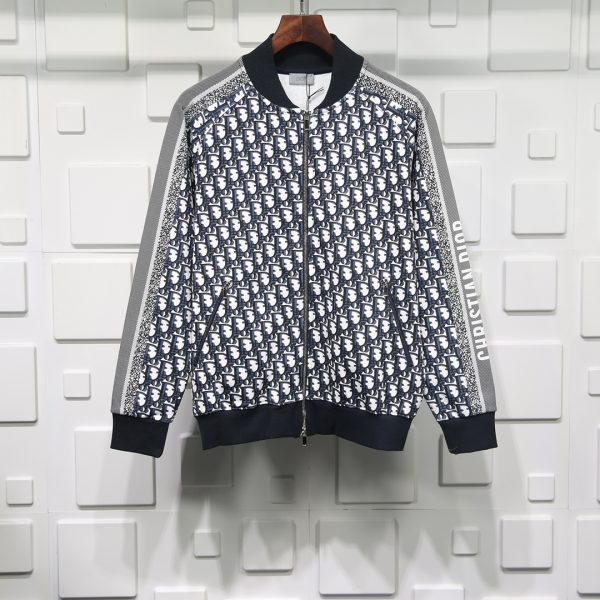 FULL-PRINT LOGO STAND-UP COLLAR ZIPPER SWEATER REPLICA