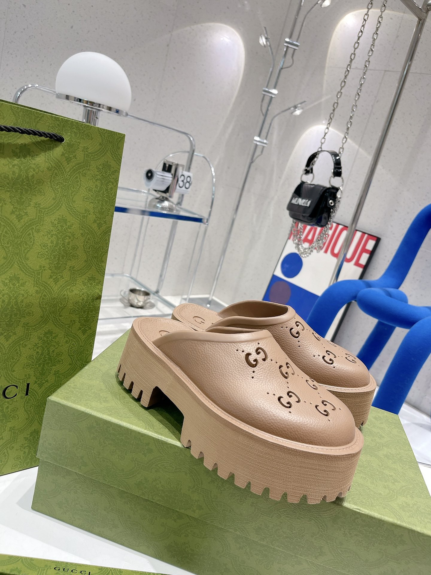 Gucci GG Slides perforated carved shoes F - Image 2