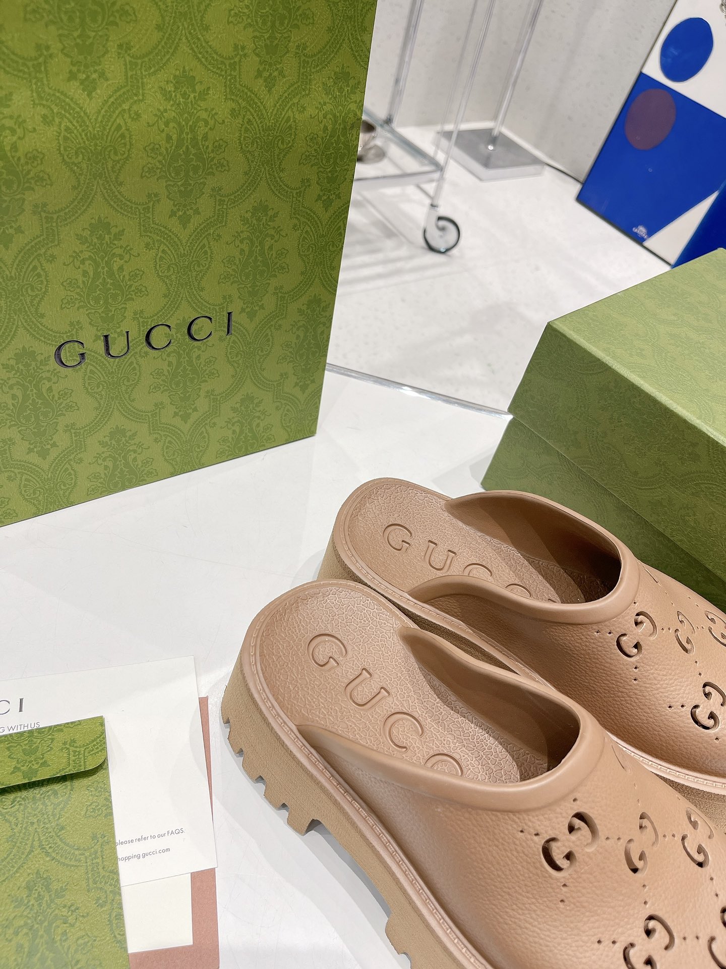 Gucci GG Slides perforated carved shoes F - Image 6