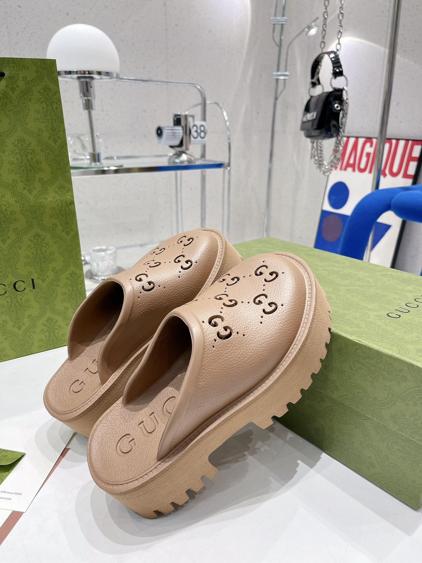 Gucci GG Slides perforated carved shoes F - Image 8