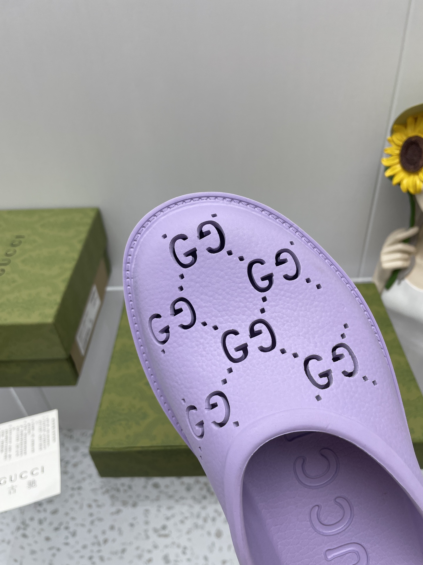 Gucci GG Slides Cave Slippers are versatile couple slippers purple - Image 8