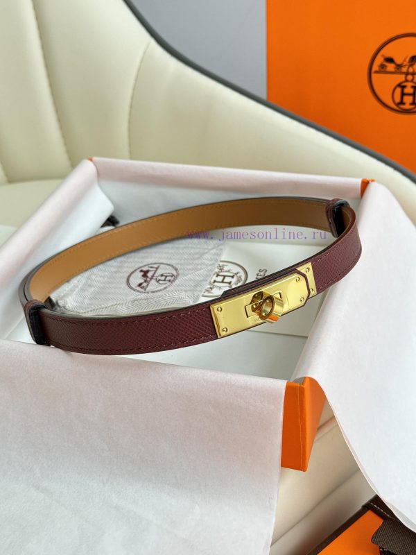 Hermes Women's BeltFull set of 1.8mm women's Kelly original imported leather K gold/platinum 1nav2rdh