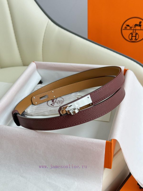 Hermes Women's BeltFull set of 1.8mm women's Kelly original imported leather K gold/platinum 1934mst6