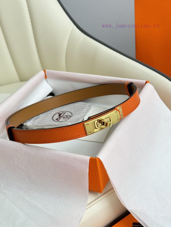 Hermes Women's BeltFull set of 1.8mm women's Kelly original imported leather K gold/platinum v6mybcch