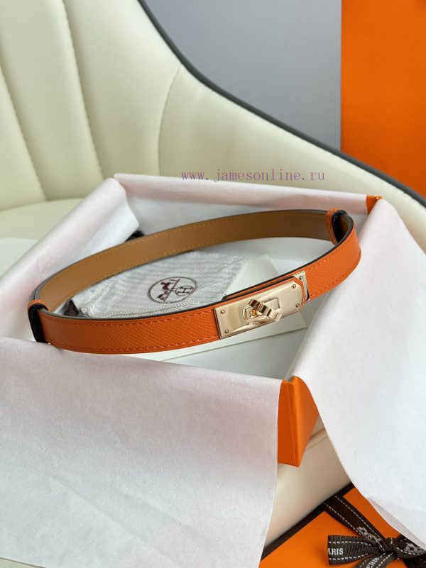 Hermes Women's BeltFull set of 1.8mm women's Kelly original imported leather K gold/platinum rtmbj160