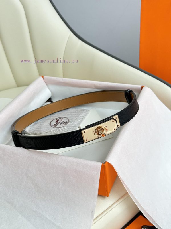 Hermes Women's BeltFull set of 1.8mm women's Kelly original imported leather K gold/platinum knwb31qo