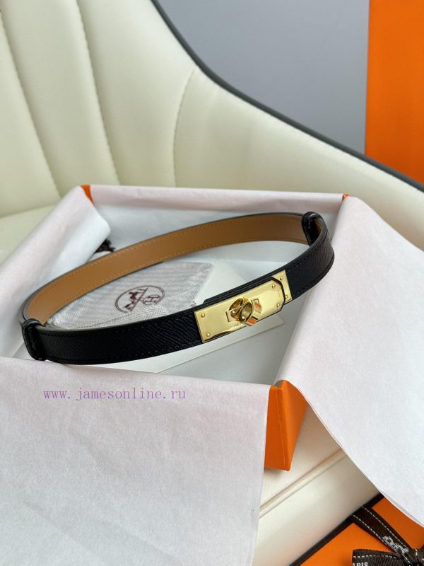 Hermes Women's BeltFull set of 1.8mm women's Kelly original imported leather K gold/platinum ods0vatj