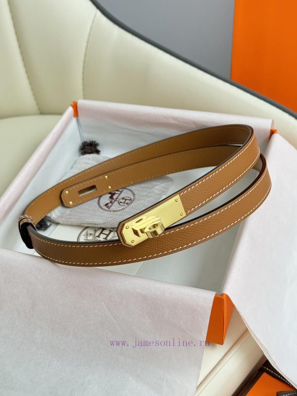 Hermes Women's BeltFull set of 1.8mm women's Kelly original imported leather K gold/platinum 4w6ucixl