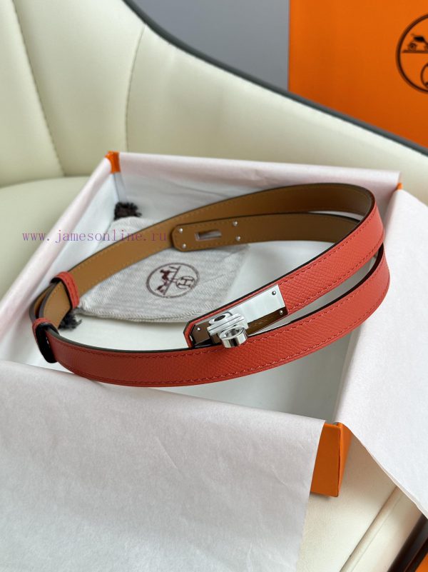 Hermes Women's BeltFull set of 1.8mm women's Kelly original imported leather K gold/platinum niq8kfd9