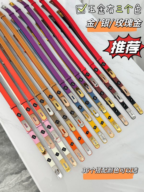 Hermes Women's BeltFull set of 1.8mm women's Kelly original imported leather K gold/platinum jact9fzy