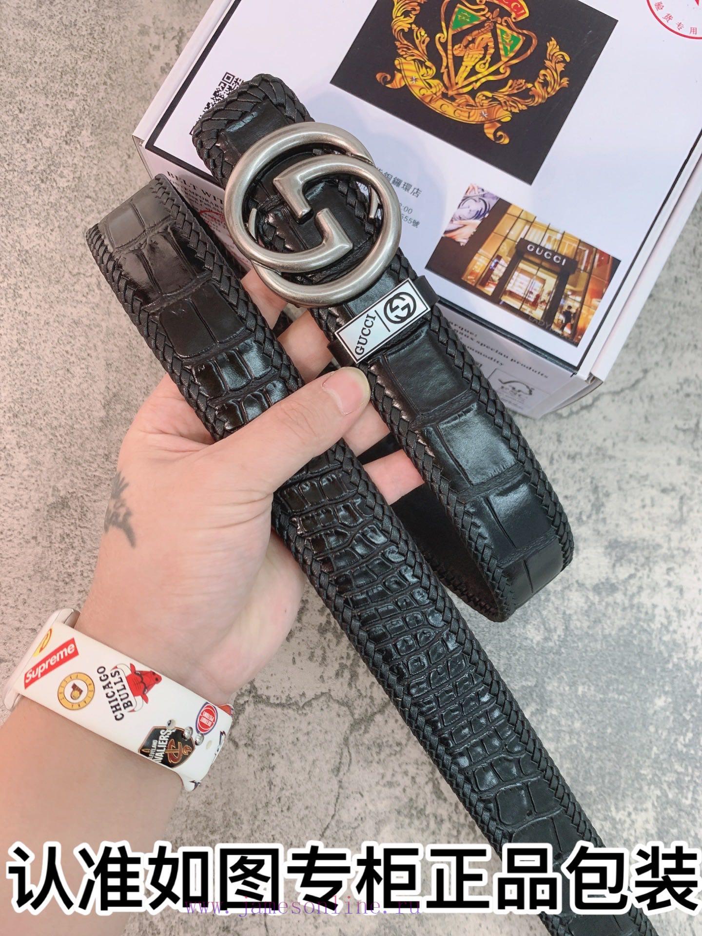 Belt Gucci Gucci woven crocodileBelt recognition, complimentary punchThe material is made of lw2dphji - Image 4