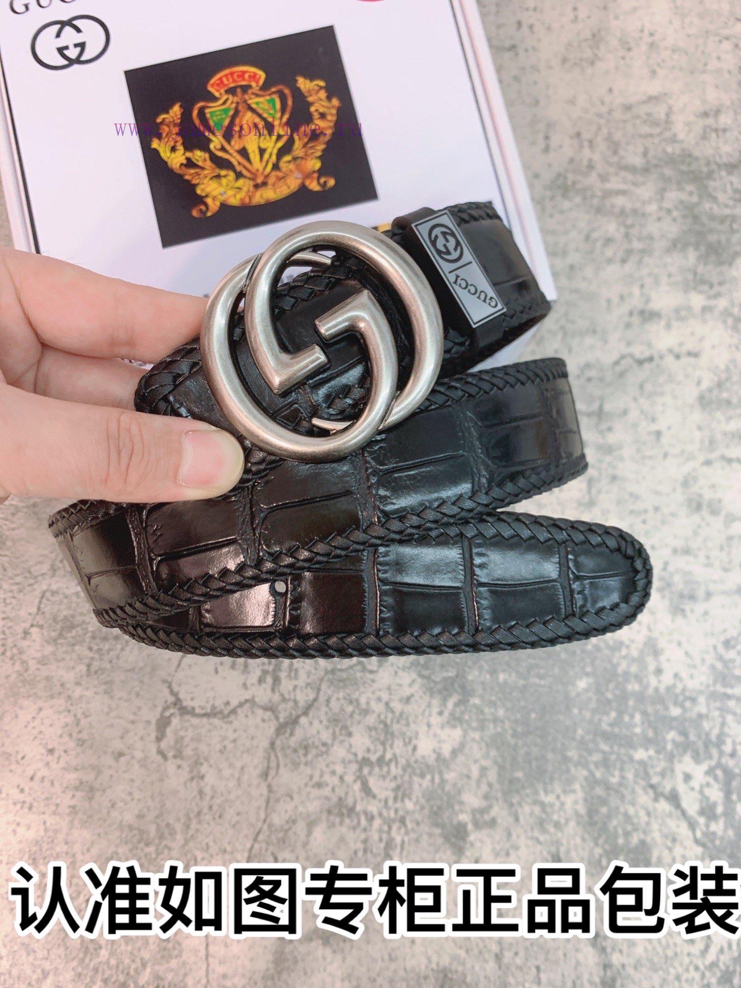 Belt Gucci Gucci woven crocodileBelt recognition, complimentary punchThe material is made of lw2dphji - Image 6