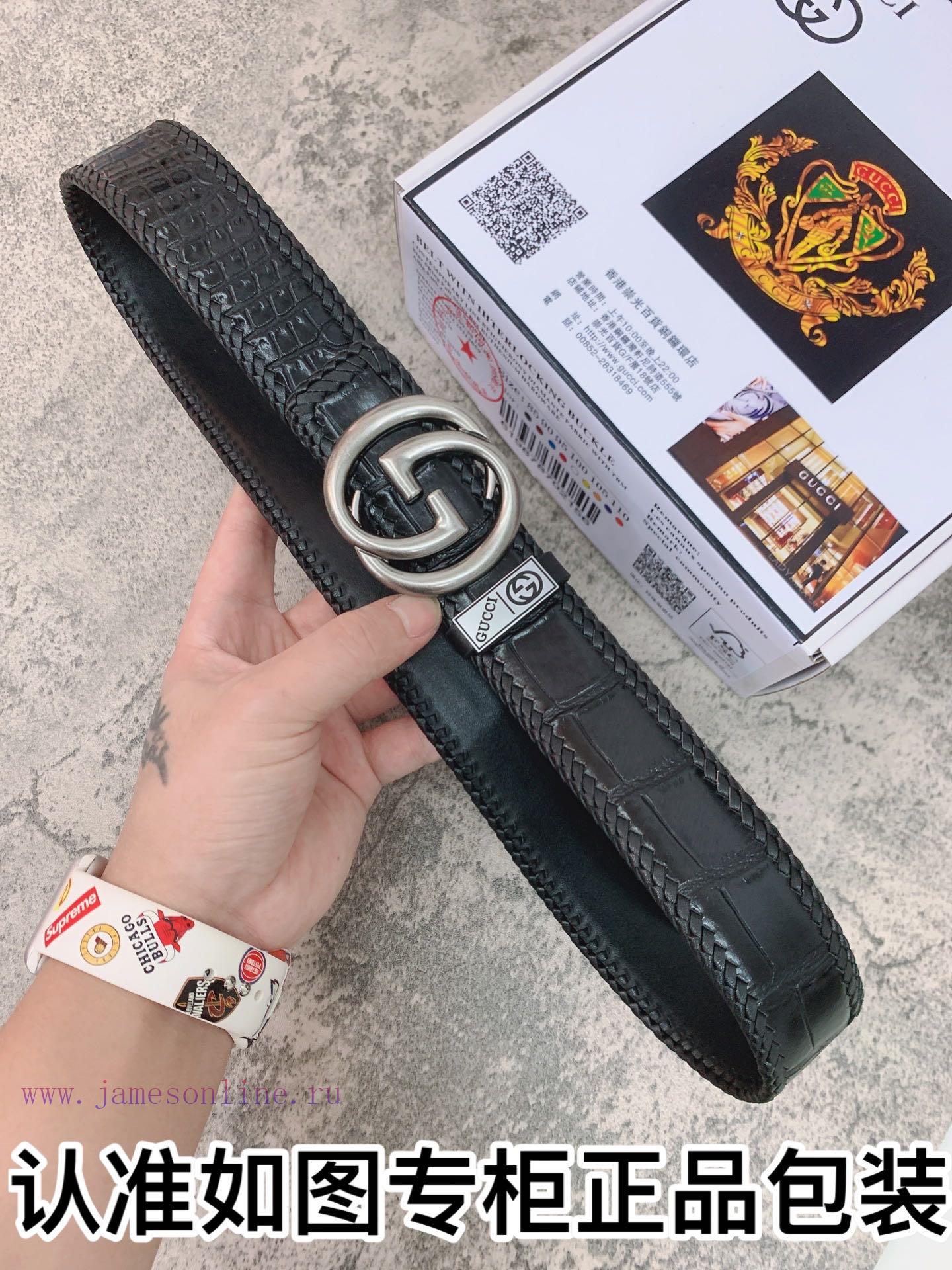 Belt Gucci Gucci woven crocodileBelt recognition, complimentary punchThe material is made of lw2dphji - Image 8
