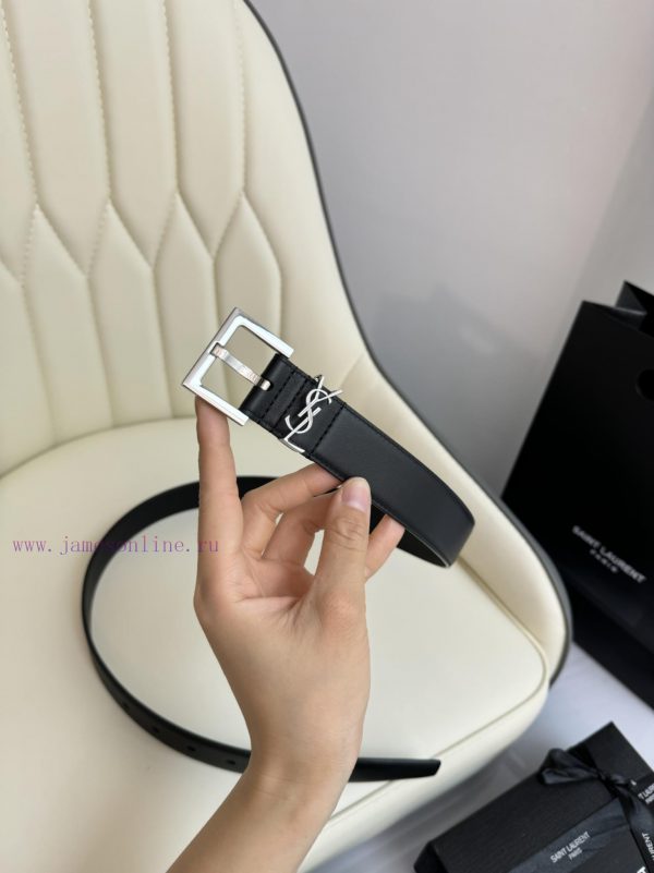 Female version Y.S.LFull width 3.0 casual belt series with simple metal logo, showcasing a f l8va13i7