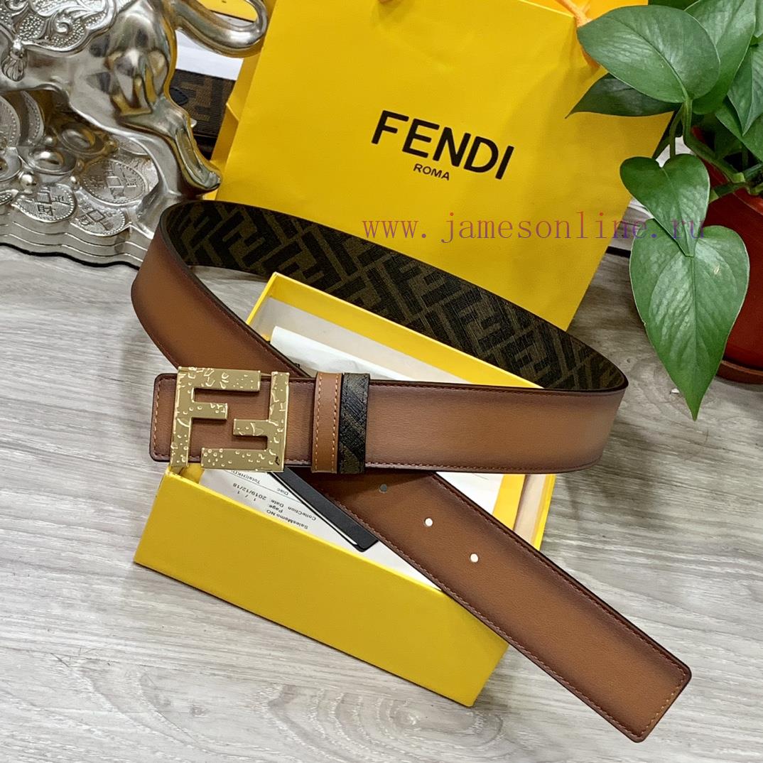 FENDI style with width of 4.0CM, double ring front and back waist belt, FF nail buckle, dual c22uxjaf - Image 2