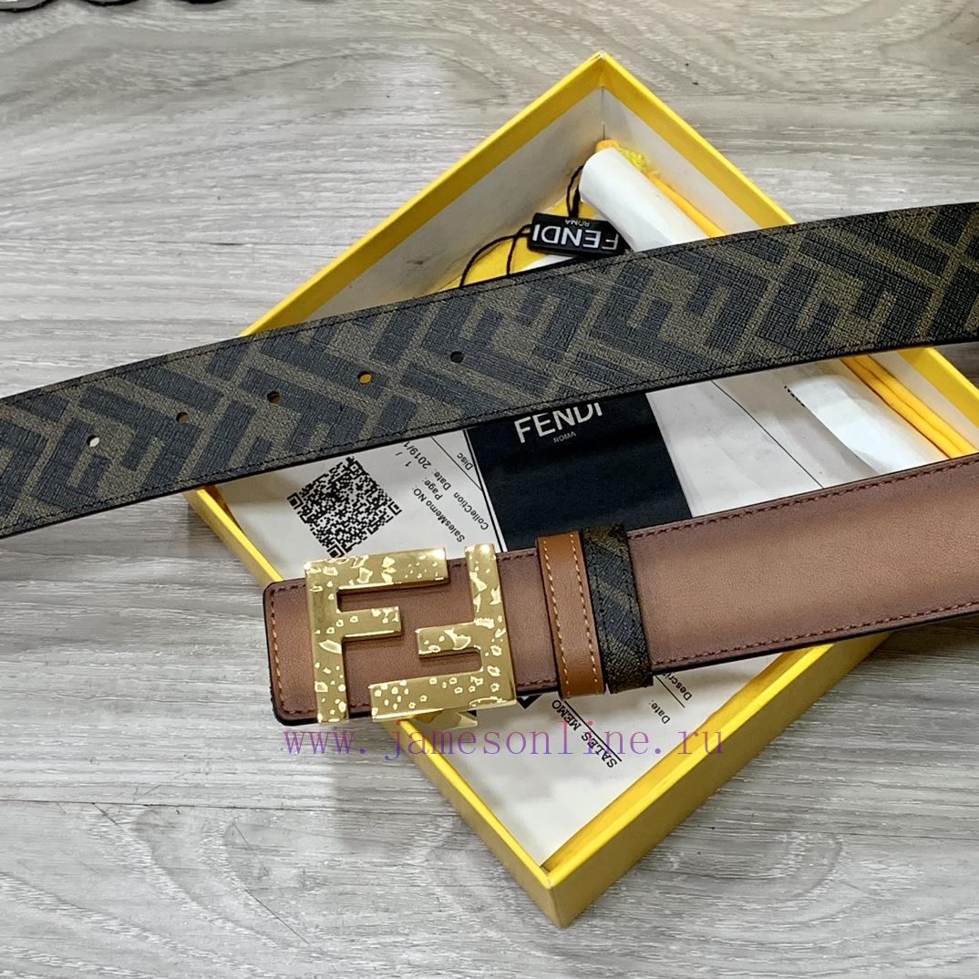 FENDI style with width of 4.0CM, double ring front and back waist belt, FF nail buckle, dual c22uxjaf - Image 3