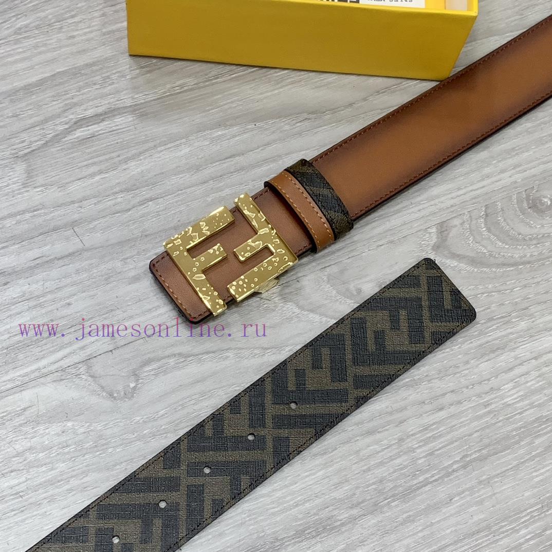 FENDI style with width of 4.0CM, double ring front and back waist belt, FF nail buckle, dual c22uxjaf - Image 4