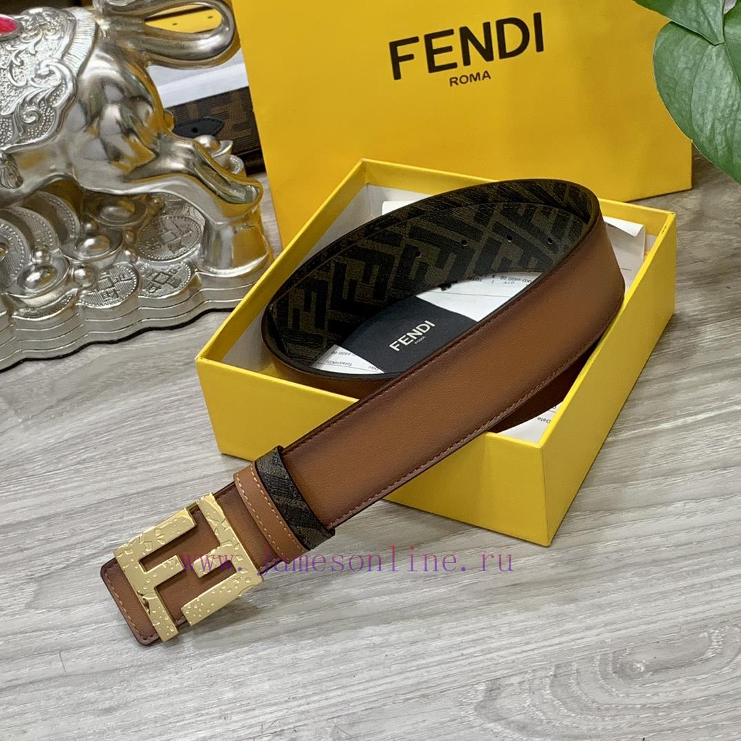 FENDI style with width of 4.0CM, double ring front and back waist belt, FF nail buckle, dual c22uxjaf - Image 5