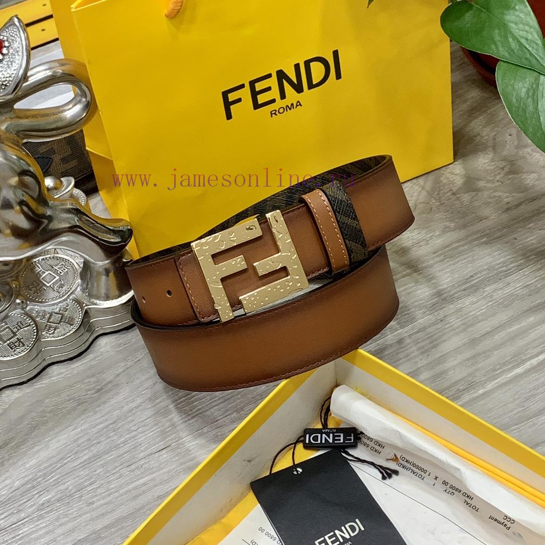 FENDI style with width of 4.0CM, double ring front and back waist belt, FF nail buckle, dual c22uxjaf - Image 6